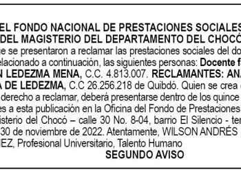 Edicto 2do. aviso Wilson Ledezma Mena