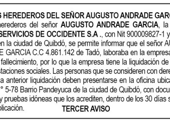 Edicto 3er. aviso Augusto Andrade García