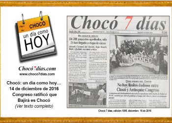 Chocó: un día como hoy… 14 de diciembre