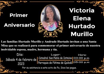 Primer Aniversario. Victoria Elena Hurtado Murillo.