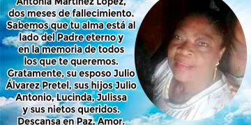 Antonia Martínez López, dos meses de fallecida