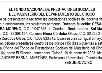 Edicto 2do. aviso César Emilio Córdoba Moreno