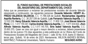 Edicto 2do. aviso Henry Alfredo Valencia Valencia