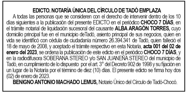 Edicto Alba Aragón Torres