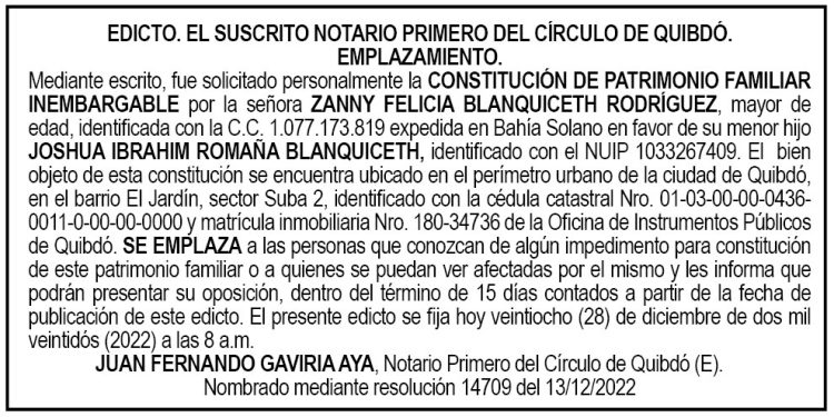 Edicto Zanny Felicia Blanquiceth Rodríguez