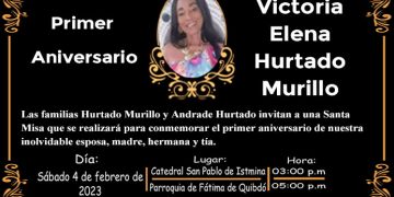 Primer Aniversario. Victoria Elena Hurtado Murillo.