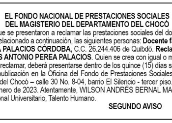 Edicto 2do. aviso Esilda Palacios Córdoba