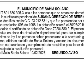 Edicto 2do. aviso Susana Obregón de Berrío