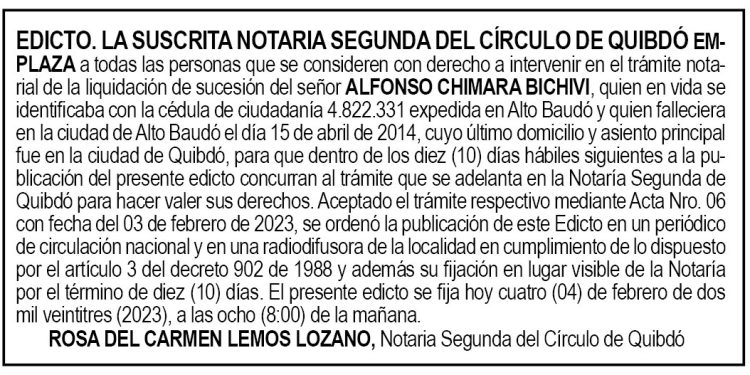 Edicto Alfonso Chimara Bichivi