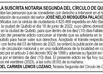 Edicto José Nelio Mosquera Palacios