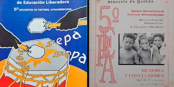 El precioso afiche del 5° EPA es obra del artista Fredy Sánchez Caballero. La portada del documento de Memoria y Conclusiones fue diseñada por el entonces Obispo de Quibdó y gran auspiciador del Encuentro, Monseñor Jorge Iván Castaño Rubio. FOTOS: Julio César U. H.