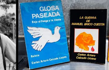 Licona y los tres trabajos literarios más representativos de su obra. FOTOS: Archivo y Julio César U. H.