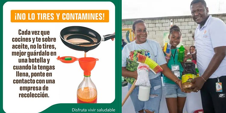 Lloró: recogen 150 litros de aceite usado para reciclarlo