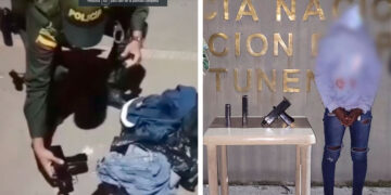 Mujer joven viajaba con una subametralladora en su equipaje