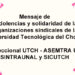 Condolencias de sindicatos de la UTCH