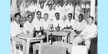 Ramón Lozano Garcés, Demetrio Valdés Ortiz, Adán Arriaga Andrade, Próspero Ferrer, Diego Luis Córdoba, Primo Guerrero, Aureliano Perea Aluma. Quibdó, 1960 (aprox.), FOTO: Archivo fotográfico y fílmico del Chocó.