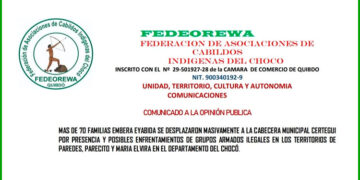 Cértegui: desplazamiento de 286 indígenas