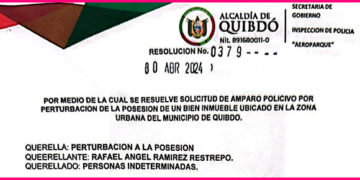 Conceden amparo policivo por invasión de un bien inmueble en Quibdó