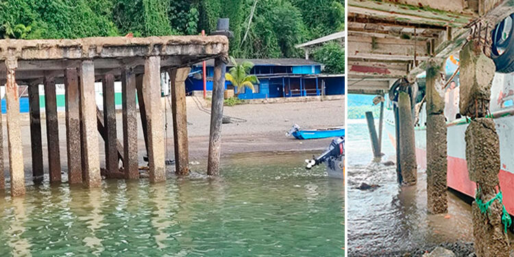 Grave deterioro del muelle de Bahía Solano
