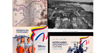 1-Mapa de Juan Ogilby, 1671. Foto: IGAC. 2-Quibdó 1925, Foto: Misioneros Claretianos. 3 y 4-Promoción concierto conmemorativo. Fotos: Fundación Nacional Batuta de Colombia.