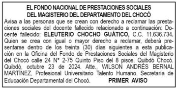 Edicto 1er. aviso Eleuterio Chocho Guático