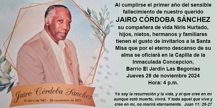 Primer Aniversario, Jairo Córdoba Sánchez