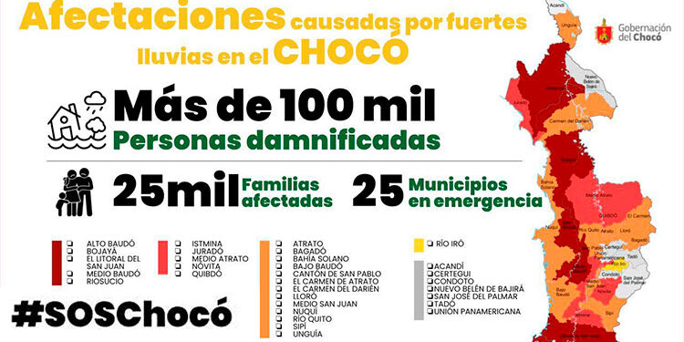 Desastre por inundaciones en el Chocó: más de cien mil damnificados