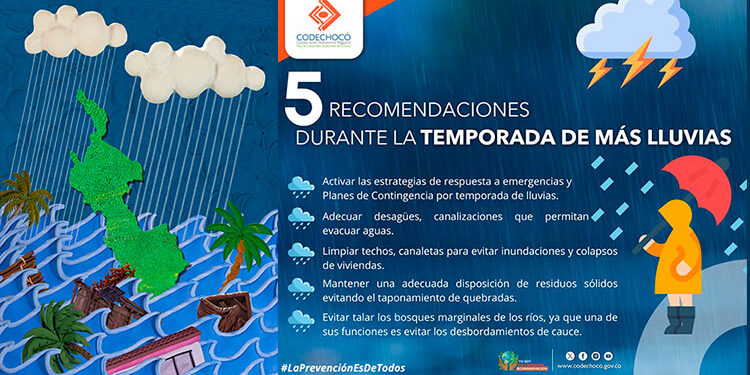 Codechocó: Recomendaciones en la temporada de más lluvias
