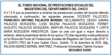 Edicto 2do. aviso Francisco Antonio Palacios Moreno
