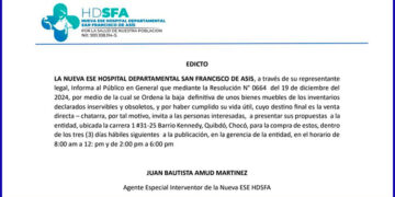 Edicto Nueva ESE Hospital Departamental San Francisco de Asís