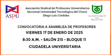 ASPU –CHOCÓ: convocatoria a Asamblea de Profesores