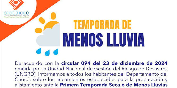 A mediados de enero iniciará en Chocó la temporada de menos lluvias