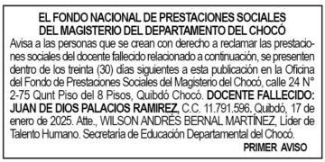 Edicto 1er. aviso Juan de Dios Palacios Ramírez