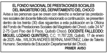 Edicto 1er. aviso Miguel Lozano Quintero