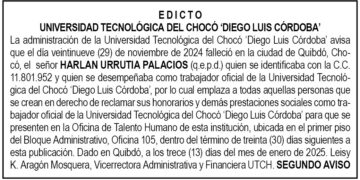 Edicto 2do. aviso Harlan Urrutia Palacios