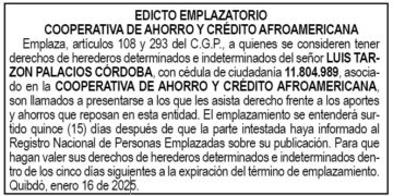 Edicto Luis Tarzon Palacios Córdoba