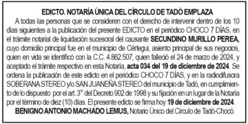 Edicto Secundino Murillo Perea