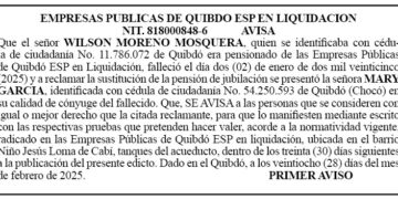 Edicto 1er. aviso Wilson Moreno Mosquera