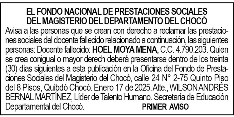 Edicto 1er. aviso Hoel Moya Mena
