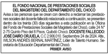 Edicto 1er. aviso José Dairo Orjuela
