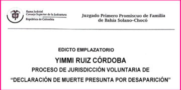 Edicto 1er. aviso Yimmi Ruiz Córdoba