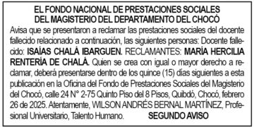 Edicto 2do. aviso Isaías Chalá Ibargüen