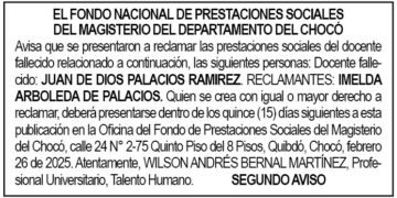 Edicto 2do. aviso Juan de Dios Palacios Ramírez