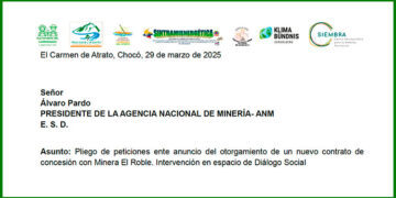 Carmen de Atrato: siete organizaciones piden incluir varios puntos en el nuevo contrato minero por 30 años con la multinacional de cobre