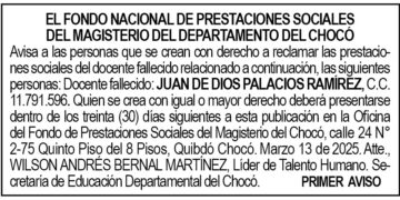 Edicto 1er. aviso Juan de Dios Palacios Ramírez