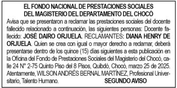 Edicto 2do. aviso José Dairo Orjuela
