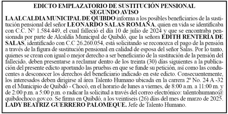 Edicto 2do. aviso Leonardo Salas Romaña