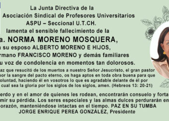 Condolencias por la muerte de Norma Moreno Mosquera