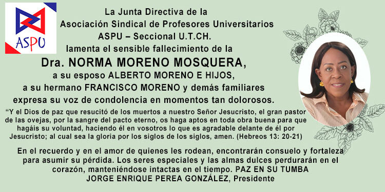 Condolencias por la muerte de Norma Moreno Mosquera