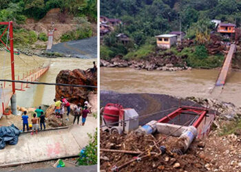 Se cayó puente colgante en construcción en zona rural de Bagadó